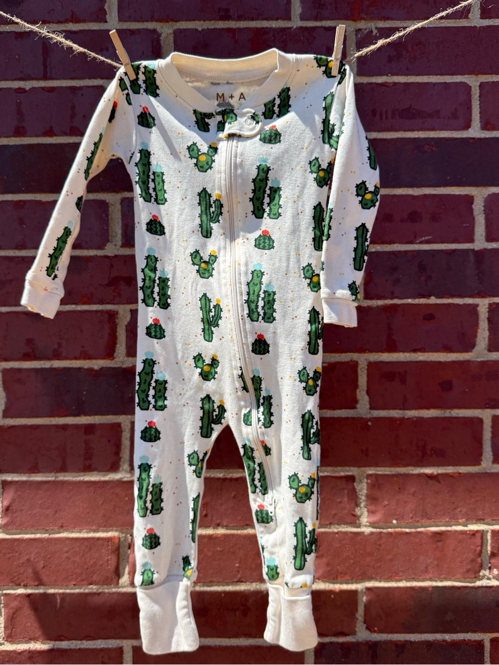 Kids' Green Cactus Print One-Piece Pajama